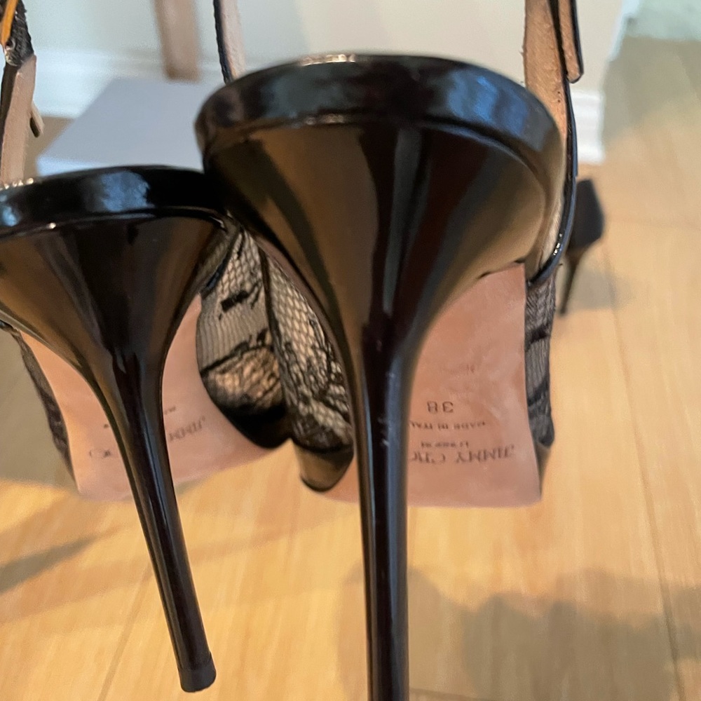 Jimmy Choo slingback peep toe black lace heel sz38 - Picture 4 of 9